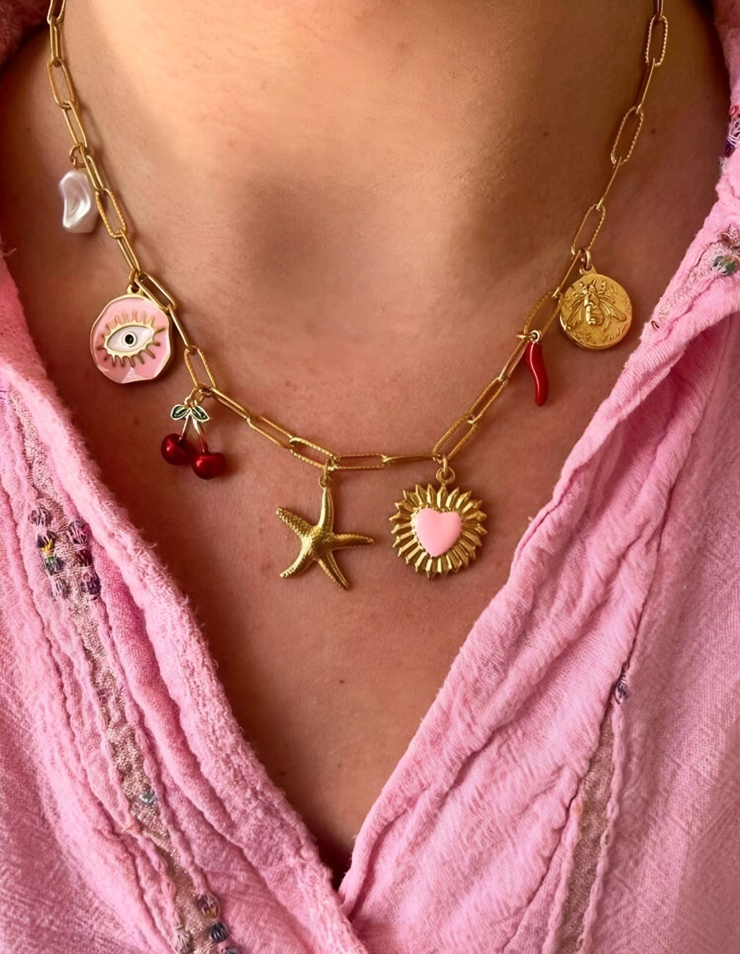 Golden Charm Story Necklace