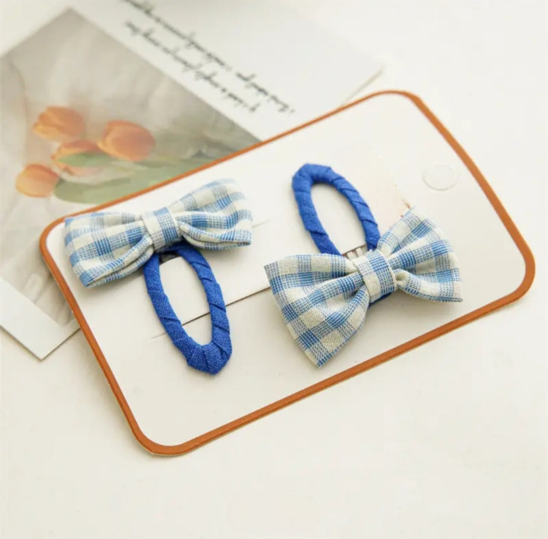 Gingham Bow Set