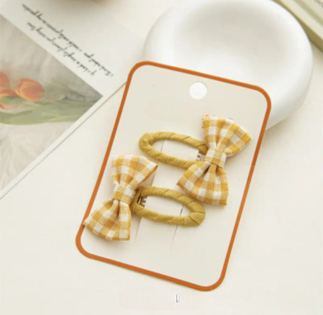 Gingham Bow Set