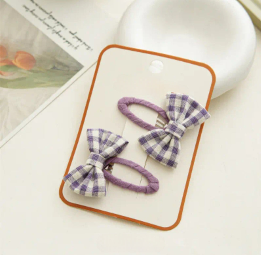 Gingham Bow Set