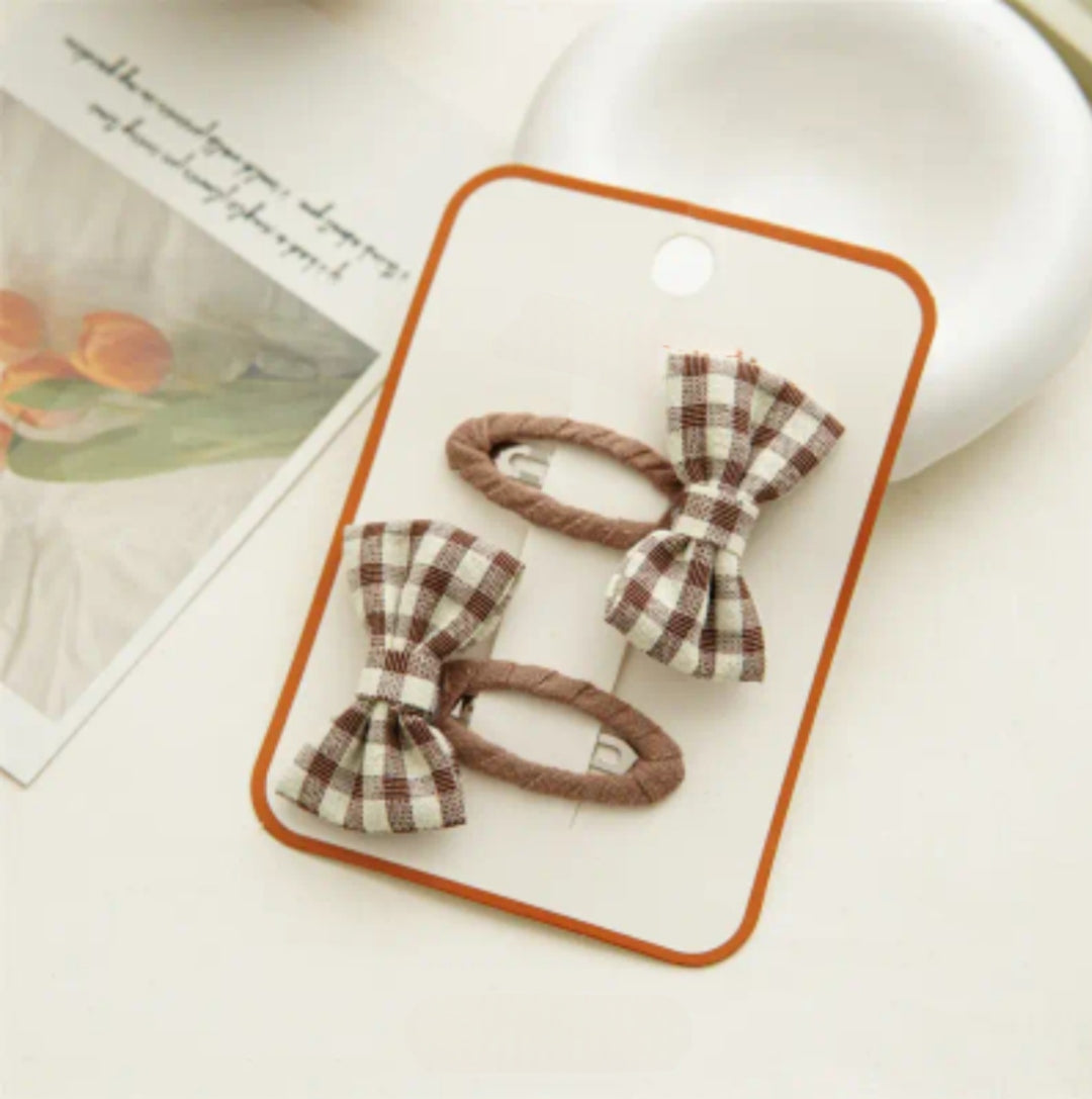 Gingham Bow Set