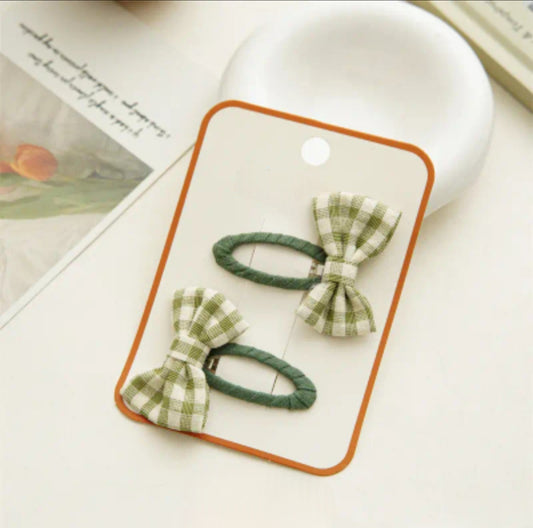 Gingham Bow Set