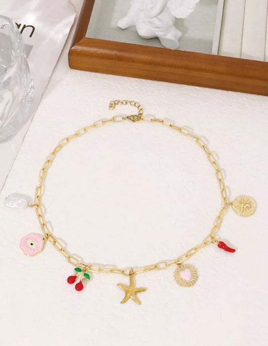 Golden Charm Story Necklace