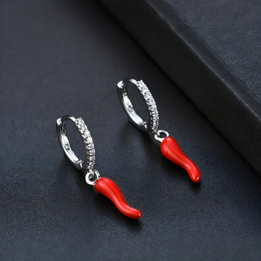 Red Horn Earrings – Gold & Silver