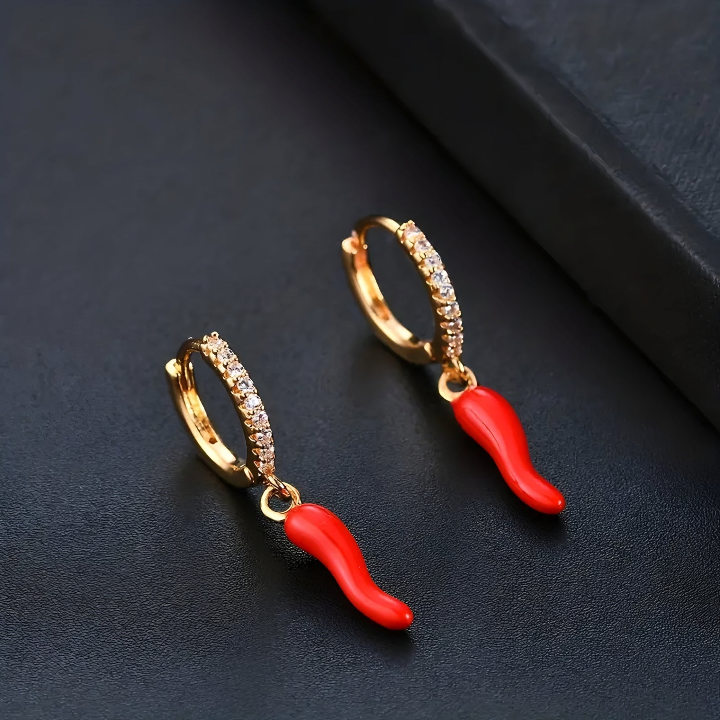 Red Horn Earrings – Gold & Silver